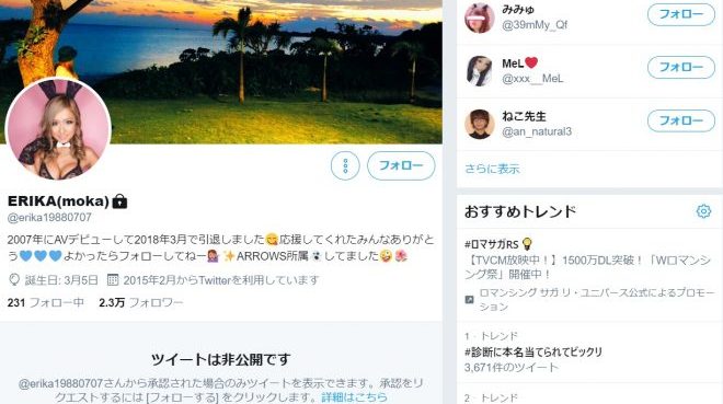 ツイッター(@erika19880707)