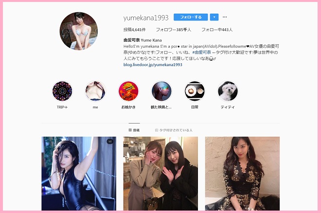 インスタグラム(yumekana1993)